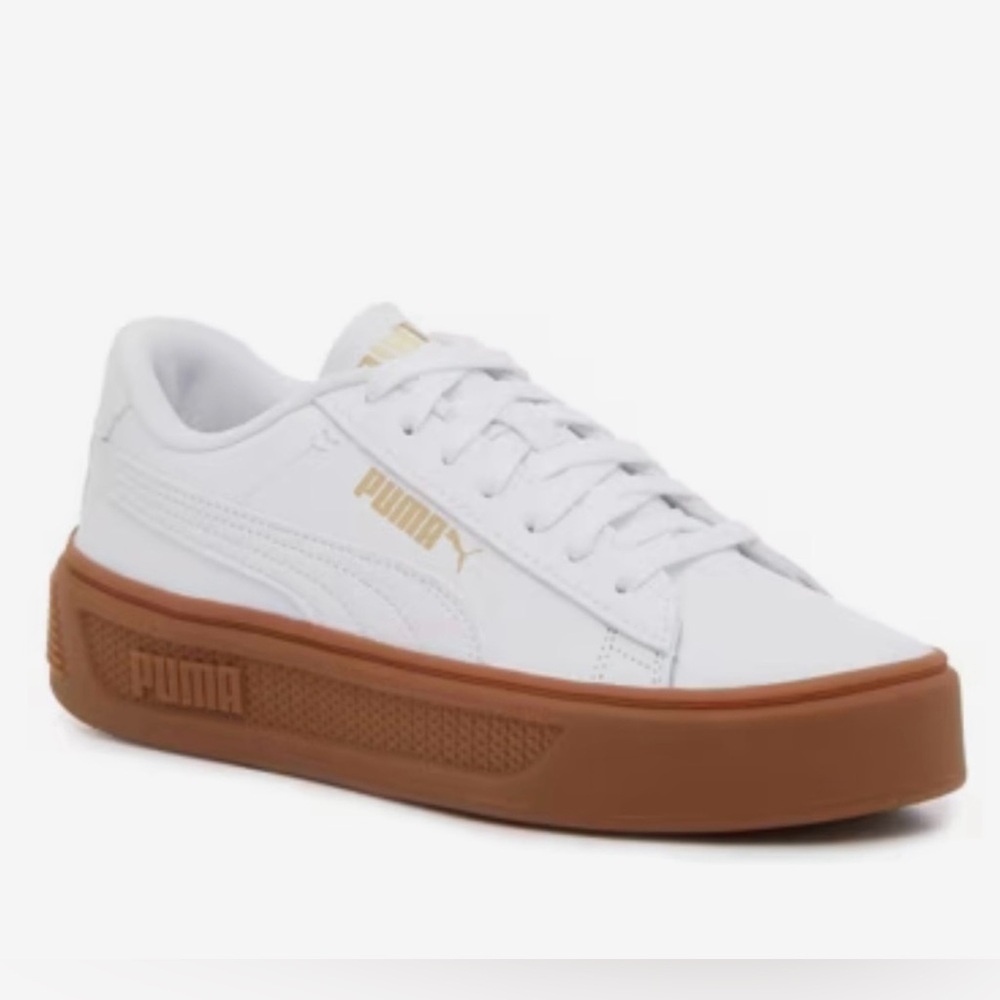 PUMA BASKET PLATFORM CORE White Sneakers with Brown Sole Women’s US 8.5 NIB